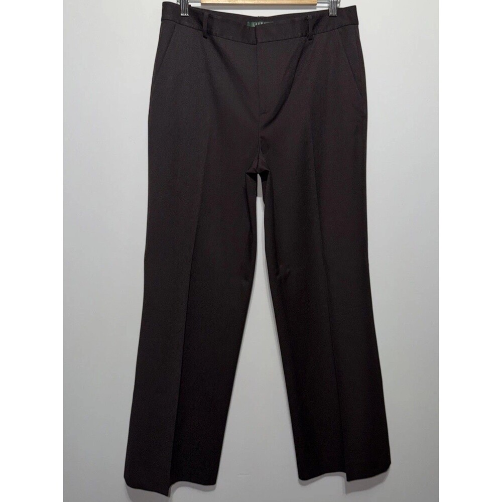 Lauren Ralph Lauren Women Size 10 Black Flat Front Dress Pants Pockets